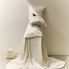 Set lenzuola sopra + sotto con angoli + 2 federe + 2 cuscini in Seta